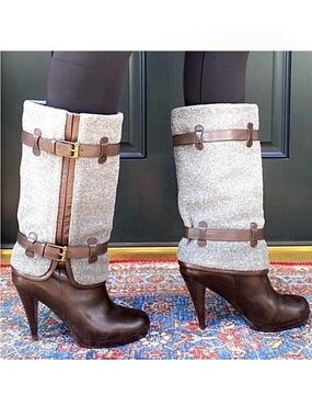 Cole Haan Kennedy Nike Air Leather Wool Mini Platform Knee-High